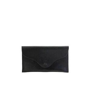 Designer Haiti Design Co Leather Folded Push Button Closure Clutch Black